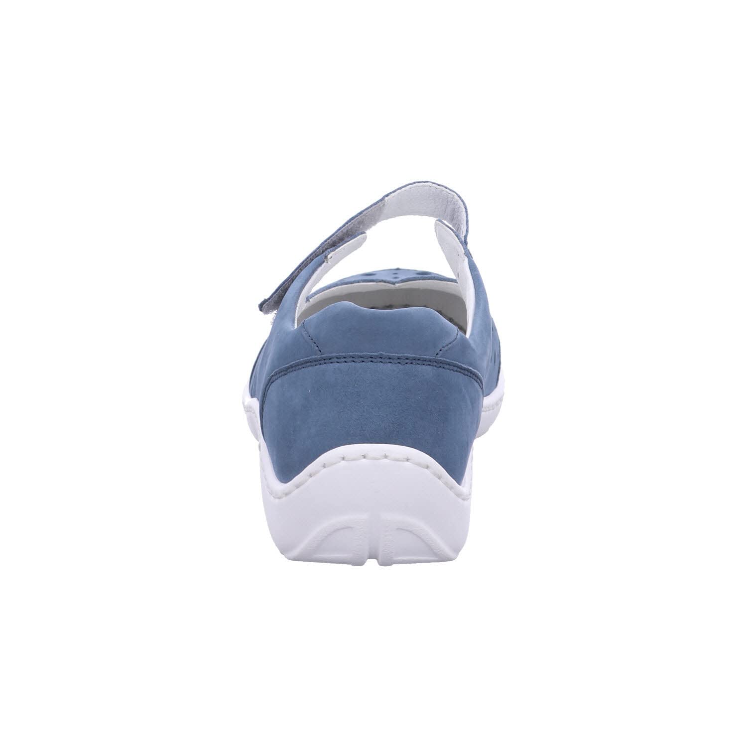Waldläufer 496325 191 263 Denim Nubuck Leather Womens Wide Fit Mary Jane Shoes
