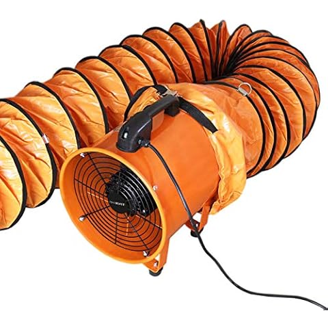 Dust Extractor Ventilation Fan 250mm Portable 12m Duct Hose Workshop Fume Air Blower Industrial PVC Ducting Ventilator Cover