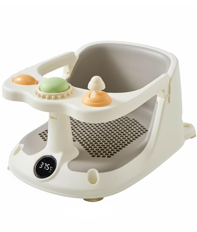 Baby Bath Seat with Thermostat for Babies 4-18 MonthsNon-Slip Baby Bath Chair with ToysGery