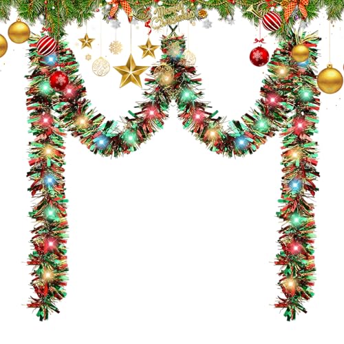 Ghirlanda natalizia da appendere, decorazione natalizia per ringhiere per scale, soffitto, finestra, recinzione, portico, parete, arco, aula