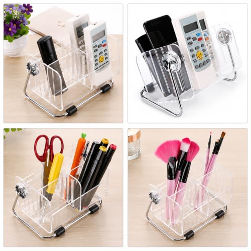 Image of Zollyss Acrylic Remote Control Holder Stand, 6 Slot TV Remote Organizer for Tabletop, Clear Remote Storage Stand for TV, AC, Media Remotes, Mobile Phones & Office Desk Accessories