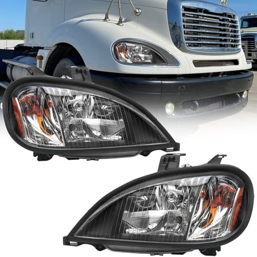 aostirmotor Headlights Assembly Fit for 2004-2017 Freightliner Columbia Halogen Headlamp pair (Driver and Passenge Side)