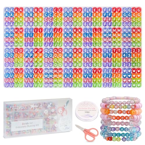 Image of FZIIVQU 1400 Pcs Letter Beads Kit, 28 Styles White Acrylic Alphabet Beads