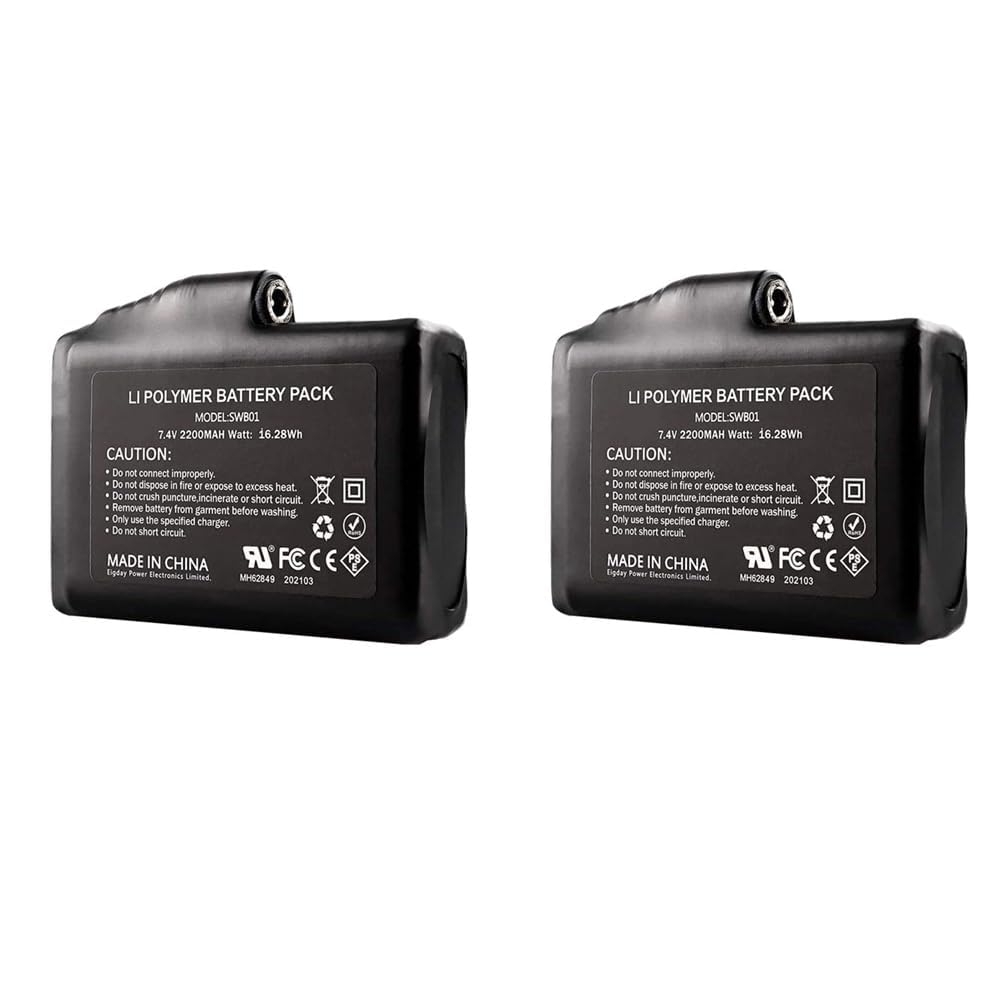 Batteria ricaricabile ai polimeri di litio da 2 pezzi, batterie da 2200 mAh 7,4 V per calzini riscaldati
