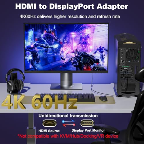 Adaptador Active HDMI a DisplayPort 4K 60Hz 1080p 120Hz miniatura 2