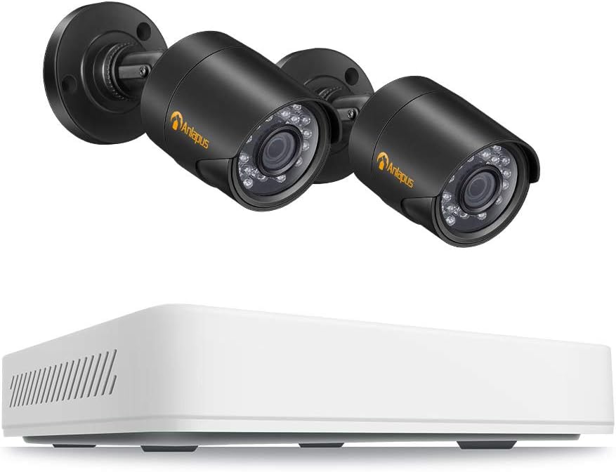 Anlapus 8CH Full HD 720P HD-TVI Security Camera System, Surveillance DVR Recorder and (2) 1.0MP 1280TVL Waterproof Outdoor Indoor CCTV Bullet Camera with Night Vision(No Hard Drive)
