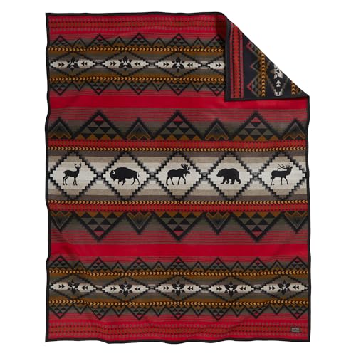Image of Pendleton Jacquard Unnapped Twin Blanket, 64 x 80 in, Heirloom Virgin Wool