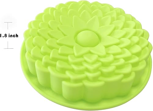 Miniatura 4 de TUTUPIC - Paquete de 2 moldes de silicona en forma de flan para tartas de pan, grandes y redondas, girasol, crisantemo, rosa, bandejas