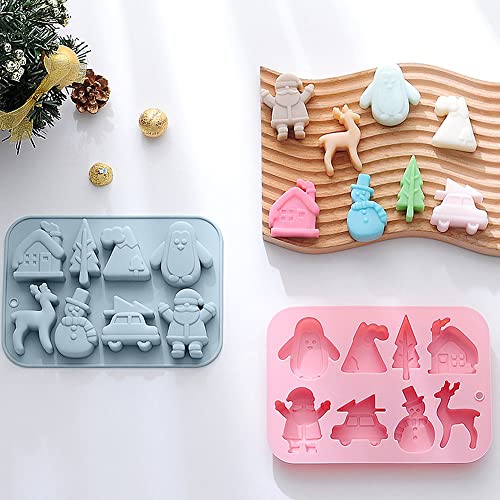 Pacote De 2 Moldes De Silicone 3d De Natal, Bandejas De Molde De Cozimento De Gelatina De Chocolate