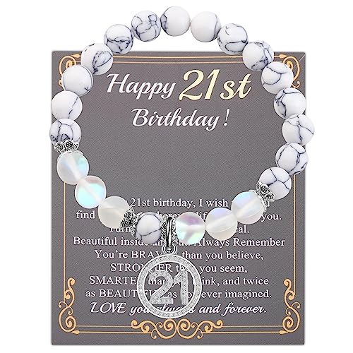 Image of FUSTMW 21st Birthday Bracelet Gift Happy 21st Birthday Gifts for Her 21 Years Old Jewelry Inspirational Gifts (21st bracelet)