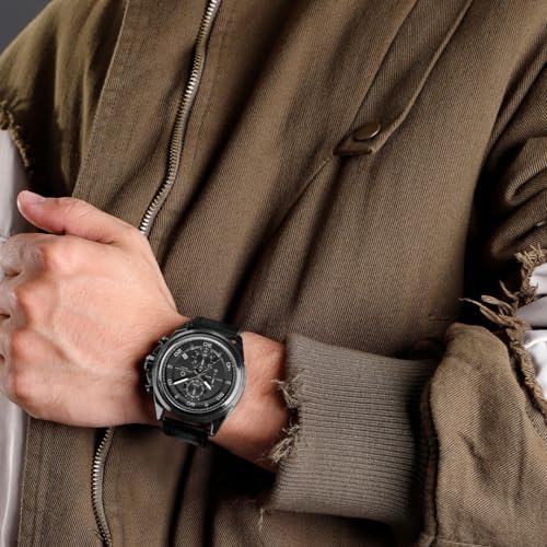Image of Carlington Nitro Analog Chronograph Men's Premium Leather Strap Wrist Watch | Quartz Movement | Water & Shock Resistant Watch for Men | Casual & Formal Wear - CT 8075