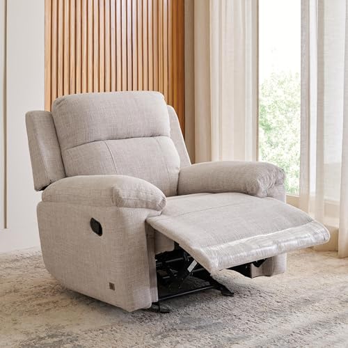 Image of Home Centre | Lambert | Rocking Recliner | Fabric | Solid Wood | 1 Seater Recliners | Beige | 1 Year Warranty