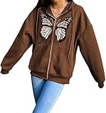 Women Graphic Printed Oversized Y2K Sweatshirt Zip Up Long Sleeve Hoodies Aesthetic Jacket...