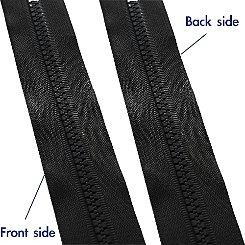 Image of Sawoake 2PCS #5 46 Inch Separating Jacket Zippers for Sewing Coats Jacket Zipper Black Molded Plastic Zippers Bulk Tailor DIY Sewing Tools for Garment /Bags /Home Textile