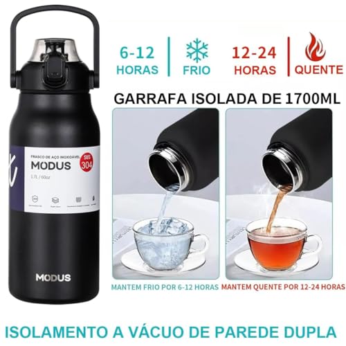 Garrafa Térmica Esportiva de Aço Inoxidável Isolamento a Vácuo Grande Capacidade (1700 ml) Perfeita