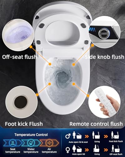 Image of TOTTE Premium Smart Toilet with Bidet Built-in, 1000g MaP Flush Score, Foam Shield, ADA Comfort Height Heated Seat, Automatic Lid, Warm Air Dryer & Instant Warm Water, Tankless Toilet