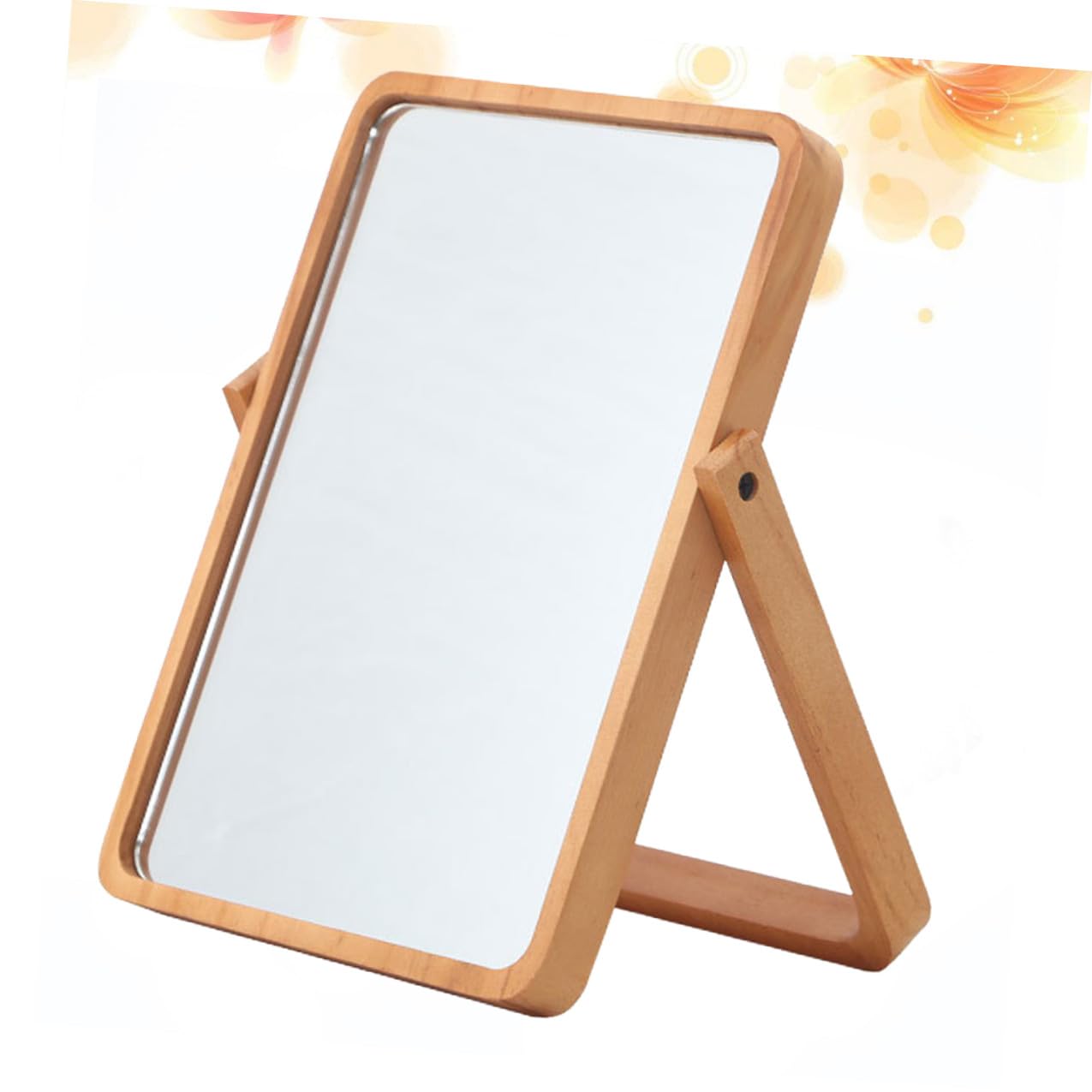 Holz Tischkosmetikspiegel mit Klarem Glas Tragbarer Schminkspiegel für Schlafzimmer und Salon Rechteckiger Dekorativer Kosmetikspiegel ohne Beleuchtung Langlebiger Holzrahmen für
