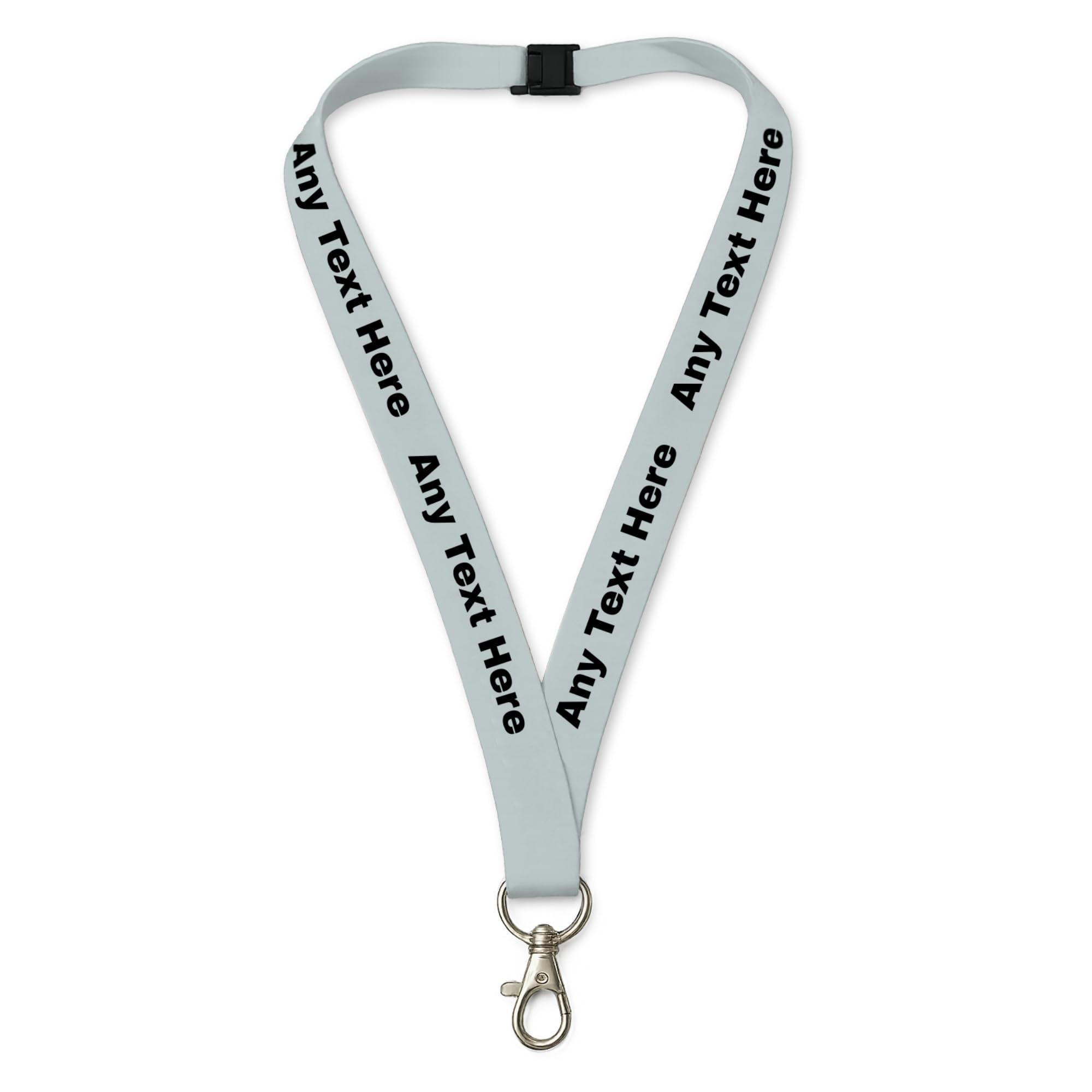 Printed Lanyards Personalised Custom Any Text Colour Lanyard Safety Break ID Card Holder. Visitor Security Company Event Gig Show Staff Teacher NHS Nurse (Grey)