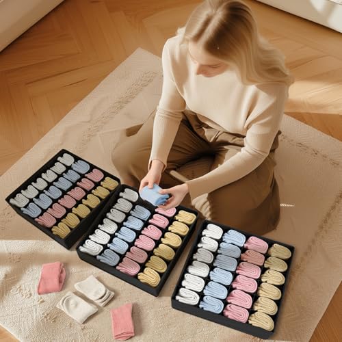 image for Joyoldelf Sock Drawer Organizer Divider 2 Packs Underwear Organizer, 2