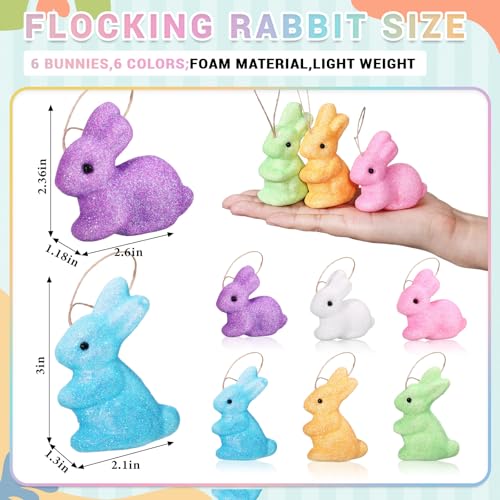 Set 6 Adornos Conejos de Pascua para Árbol miniatura 2
