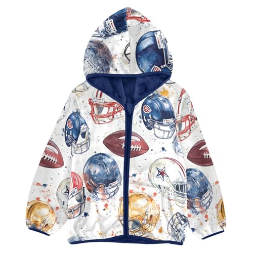 Watercolor American Football Girls Fleece Jacket Girls Fall Jacket Girls Zip Up Hoodie Girls Sherpa Jacket 2-10T