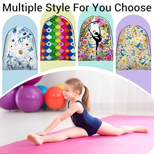 Image of Colorful Tails Gymnastics Drawstring Bags Lightweight Athlete String Bag for Gymnasts Dancer