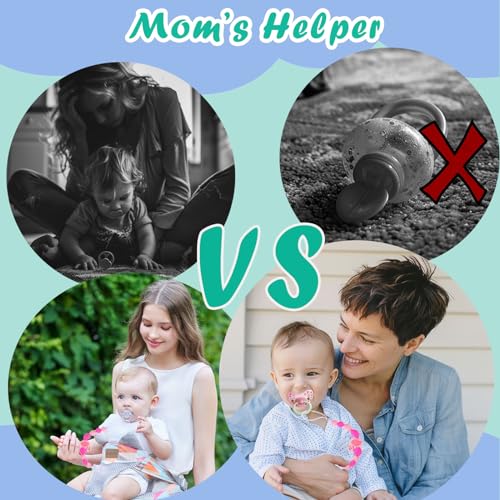 Image of Baby Pacifier Clip Holder Animal for Baby Boys and Girls,Binky Clips with One-piece Design for Baby Shower -2 Packs（Sheep+Flamingo）