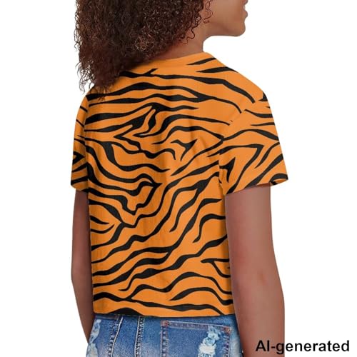 Image of Cute Crop Tops for Girls Short Sleeve Summer T Shirts Fashion Graphic Tees Crew Neck Pullover Tee 5-14 Years