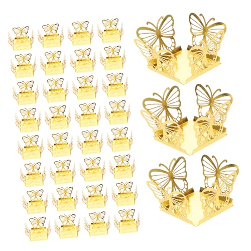 QUMIIRITY 50個入り 蝶型ホロー ディボックス 四角形 包装紙箱 ゴールデンカー