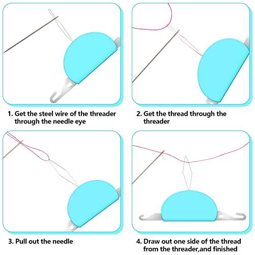 image for Chuangdi 6 Pieces 3-in-1 Plastic Needle Threaders, Plastic Wire Loop D