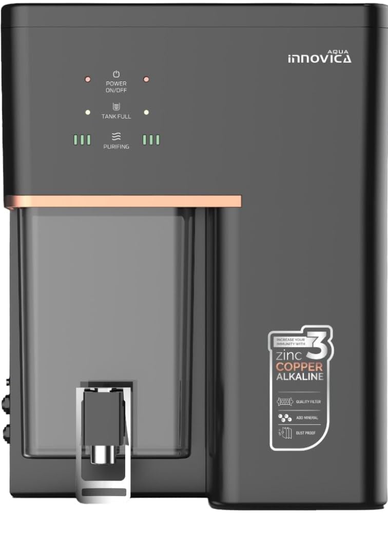 Aqua Innovica RO Water Purifier Alkaline + Copper + RO + LED UV + Zinc + TDS Controller | 10L Storage | 9-Stage Purification | Metallic Energy Black | Ideal for Home & Office | Upto 3000 TDS-image-16