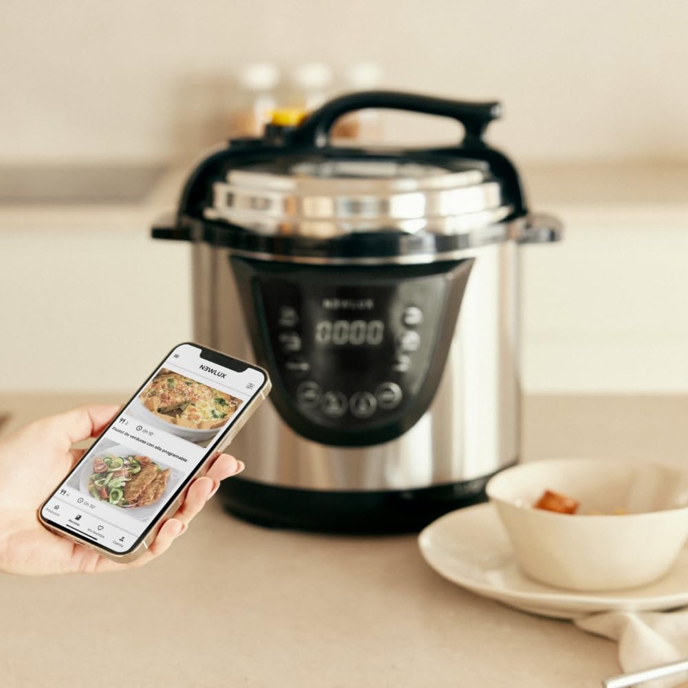 NEWLUX- Mijoteuse Électrique Programmable Chef Pot V110. Multicuiseur Électrique Multifonction, 10 Programmes, 1000W, 6L, Conserve la Chaleur, Système Duo-pressure, Récipient 100% Antiadhésif