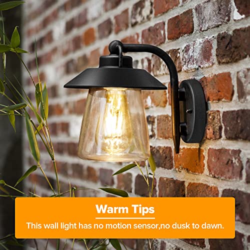 Lutec Outdoor Indoor Wall Lantern, Farmhouse Barn Wall Sconce Lighting Fixture,Matte Black Finish Anti-Rust Wall Mount Light, Waterproof Wall Lamp With Clear Glass For Porch, Exterior, Patio #TOP4