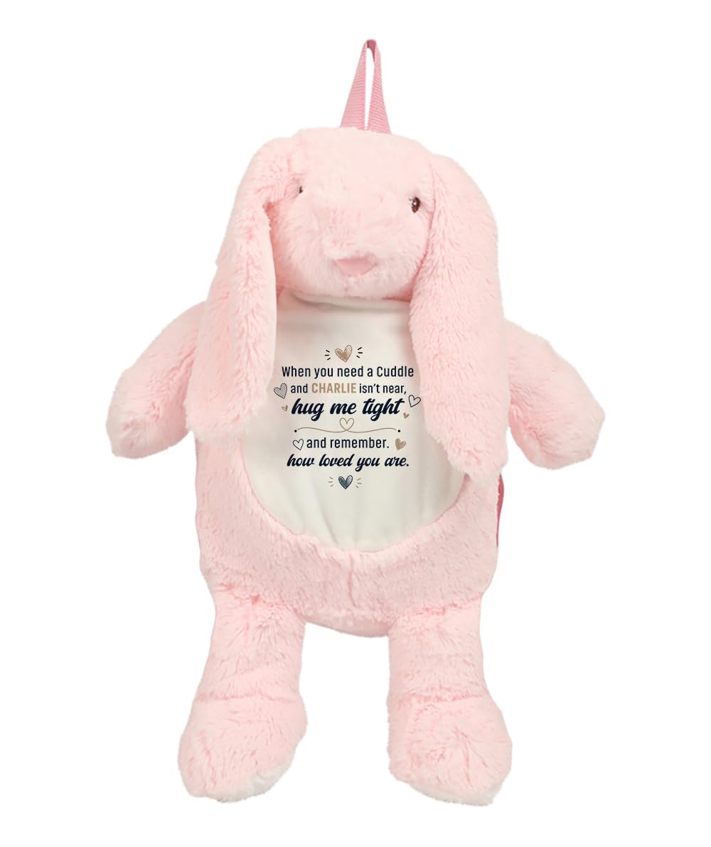 Getagift Personalised When You Need a Cuddle Hug Gift, Custom Name Keepsake Gift for Loved Ones, Long-Distance Relationship Birthday Plush Toy | Soft Toys Teddy., Bunny Backpack