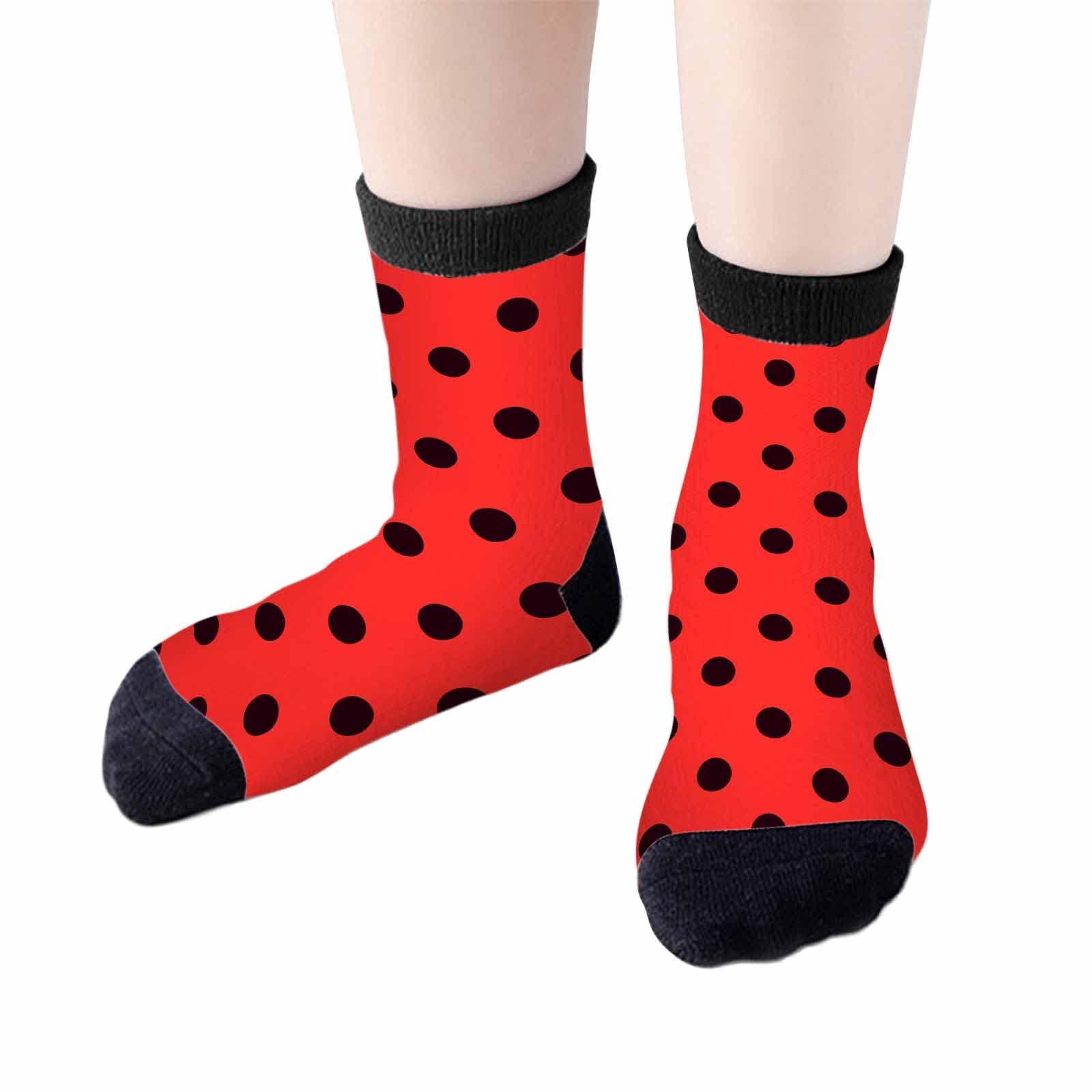 Red Striped Crew Socks for Woman Size 6-8 Christmas Tree Moose Snowflake Dots Lines Girls Socks