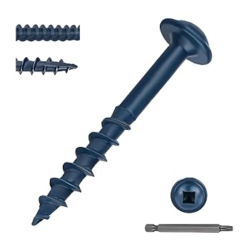 Pocket Hole Screws #8 x 1-1/2", Goobetter Pocket Screws 1-1/2 Inch 600 Pcs for Exterior, Washer Head with Square Drive, Coarse Thread, Blue Coated, Self Tapping, 100MM Drive Bit Included