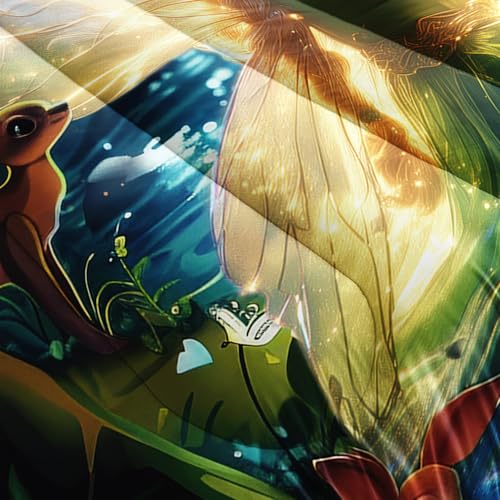 Image of AILONEN Butterfly Fairy Comforter Set, Princess and Elk Duvet Set, Full Size, Mysterious Forest Theme Bedding Set, 1 Quilt + 2 Pillow Case