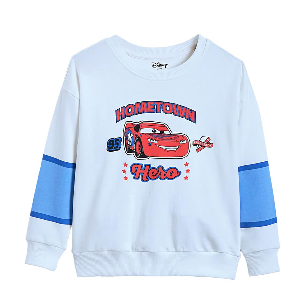Hopscotch Boys White Full Sleeves Lightning McQueen Cotton Sweatshirt-picture-10