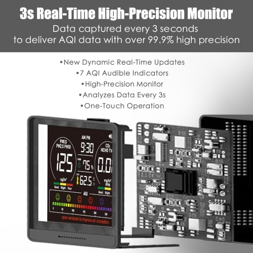 Image of 16-in-1 Indoor Air Quality Monitor, High-Precision Multi-Parameter Smart Air Quality Tester with HD Real-Time Color Screen, Portable Air Quality Monitor for Home, Office