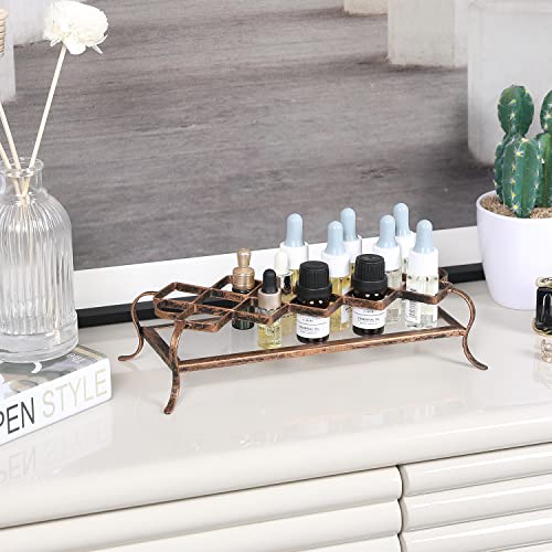 Mygift 10-Slot Vintage Brass Metal Makeup Holder With Acrylic Base, Lipstick And Mascara Cosmetic Organizer Vanity Tray #TOP2
