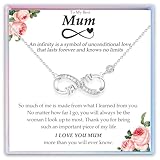YBISNAIRE Mother's Day Mum Gifts for Women, Silver Infinity Cubic Zirconia Mum Pendant Necklace Birthday Presents from Daughter Son, Mothers Day Christmas Birthday Jewellery Gifts for Mother Mummy