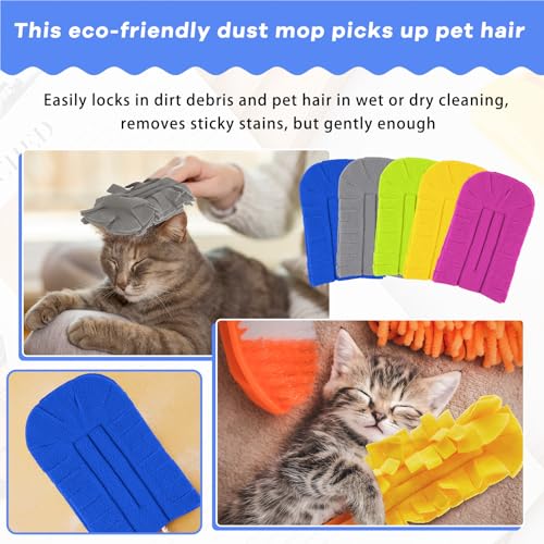 Image of Zubebe 20 Pcs Reusable Duster Refills Fleece,Stylish Color | Soft Polyester Fiber Flat Duster Refill Multi Surface Washable Cleaning Pad Tools for Home, Blinds, Car, Pet, Furniture, Fans