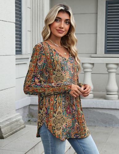 Zeagoo Long Sleeve Tops for Women Casual V Neck Shirt Loose Fall Basic Tee Dressy Work Blouses 20252