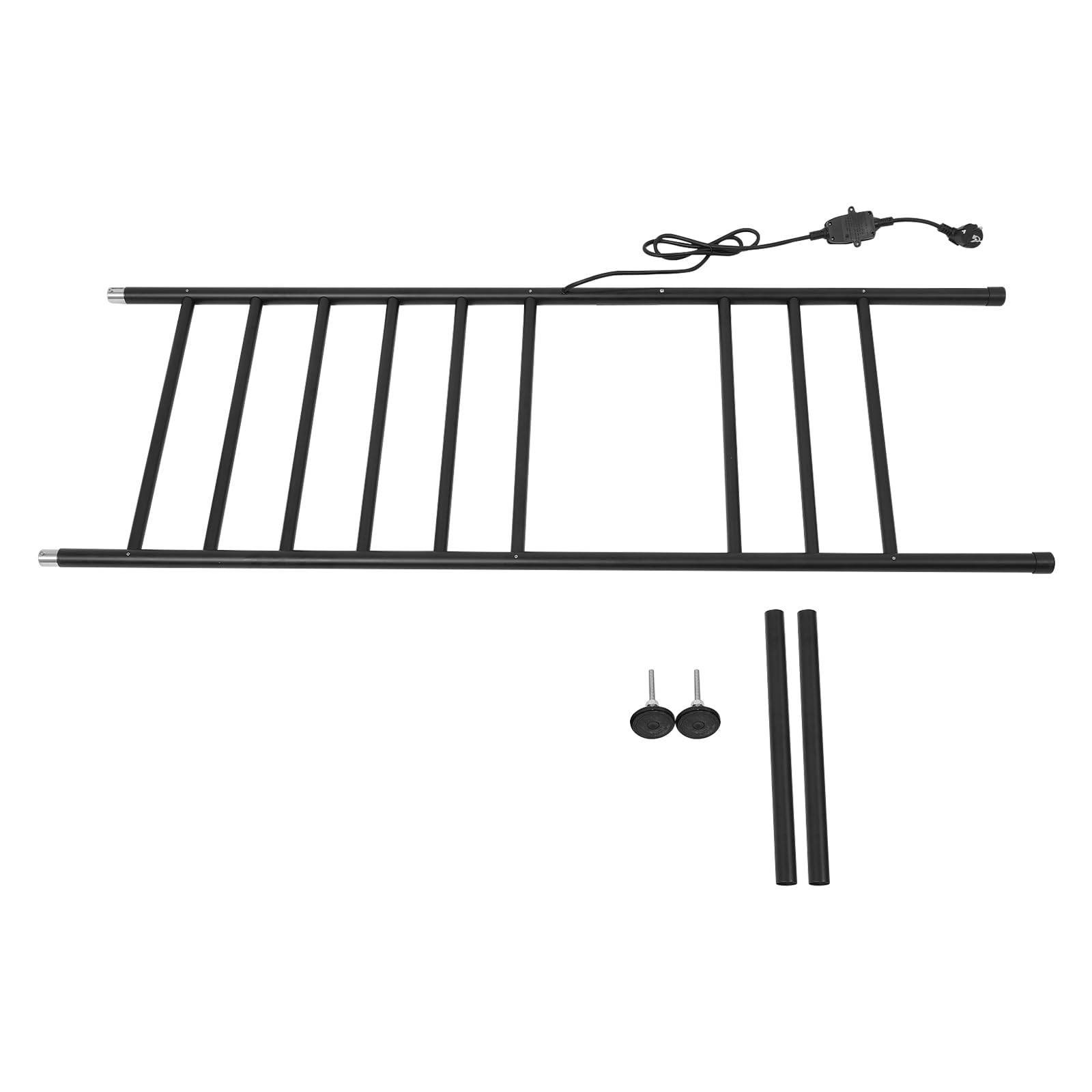 Portasciugamani elettrico da bagno, 150 W, scalda asciugamani, 45 – 70 °C, autoportante, 9 aste, 42,5 x 160 cm (nero)