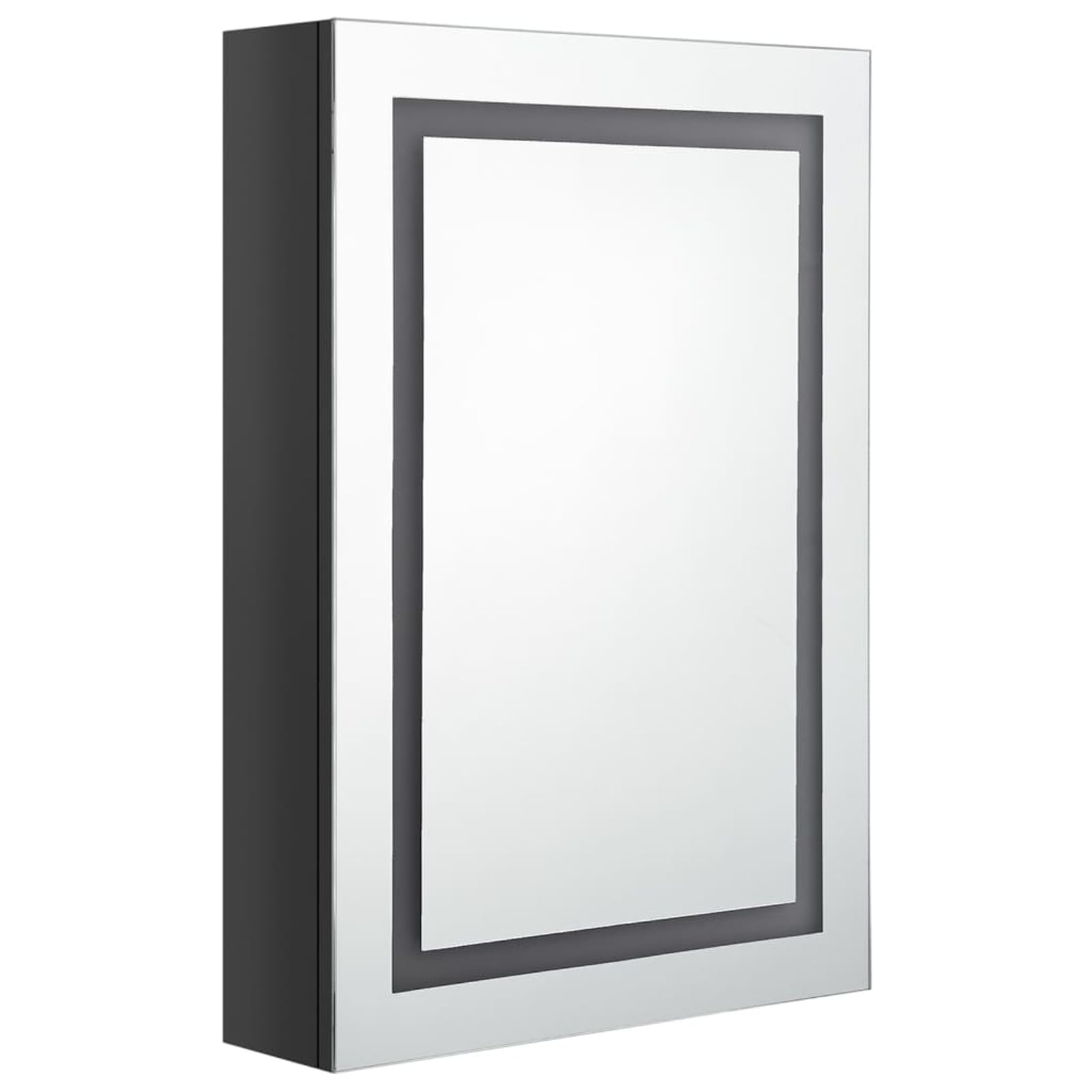 ATOMSTACK MAKER Spiegelschrank Badezimmer, 50x13x70 cm, glänzend schwarz mit 3 Regalen, sanften Pufferscharnieren & USB-Anschluss – modern, energieeffizient, für Make-up & Rasur
