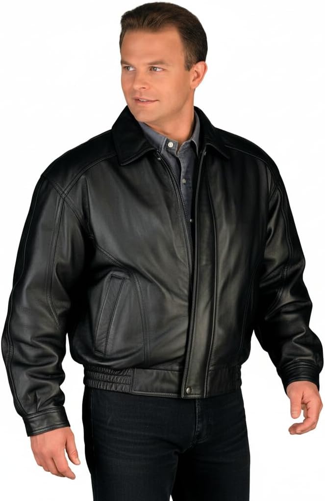 REED Men’s Luxury Leather Bomber Jacket – Genuine Leather American Style with Broad Shoulder Fit - Image 12