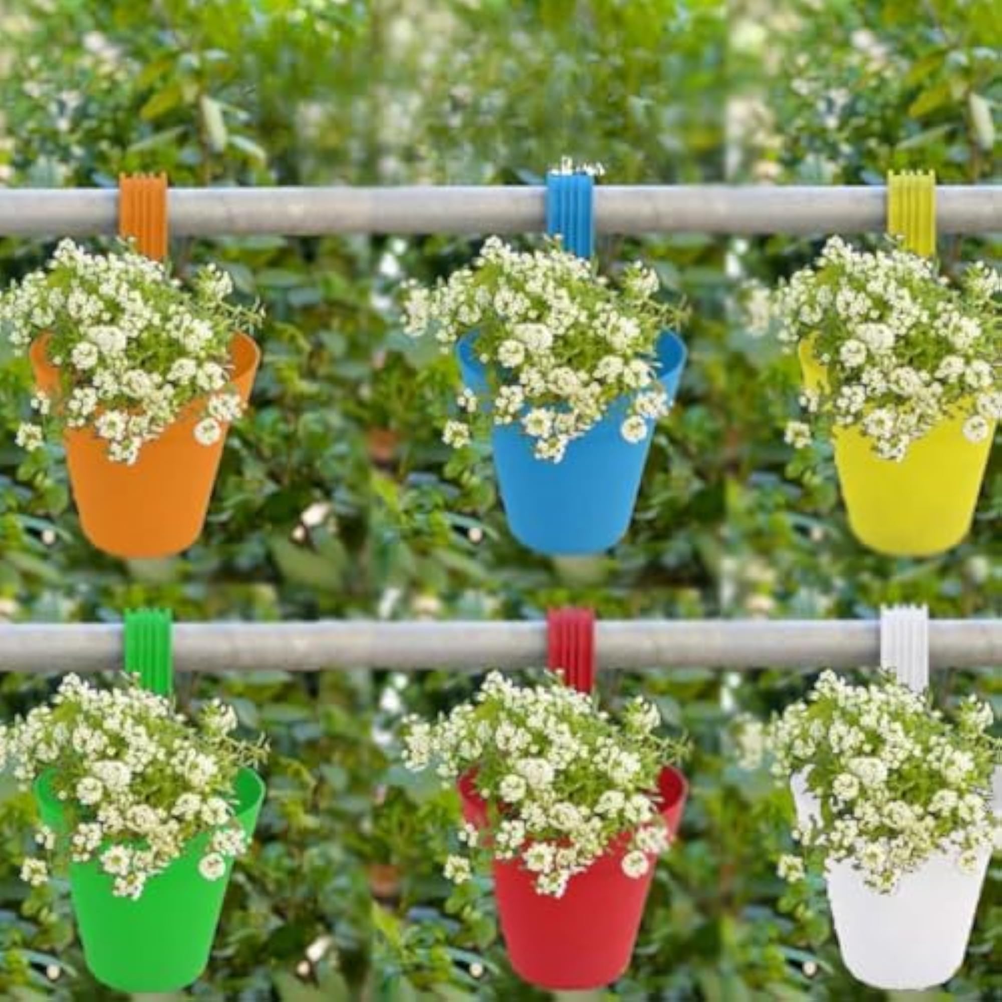 Green Hanging Railing Planters for Indoor & Outdoor Use