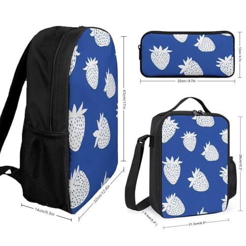 White Strawberry Large Travel Backpacks Carry on Backpack Weekender Bag with 2 Storage Pockets for Men And Women2