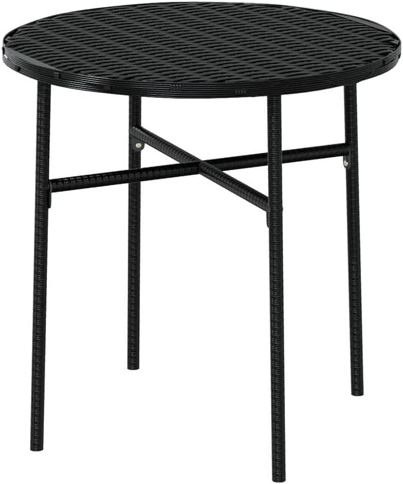 BOWERY HILL 3-Piece Poly Rattan Patio Dining Set, Powder-Coated Steel Frame, Black Finish, Compact Outdoor Garden Furniture, Space-Saving Stackable Chairs, Seats 2 for Balcony or Terrace Dining