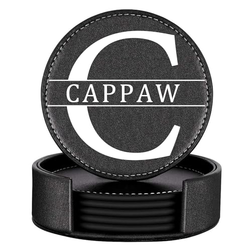 Personalized Leather Coaster for Drinks, Custom Coffee Coasters Set of 6, Customize Cup Coasters with Monogram Engraved, Wedding Gifts